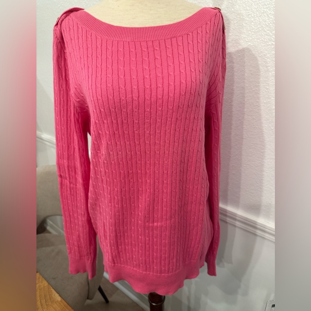 Ralph Lauren Vibrant Pink Cable Knit Sweater
